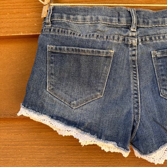 Forever 21 Girls Lace Trim Denim Jean Shorts Size M - Picture 7 of 7
